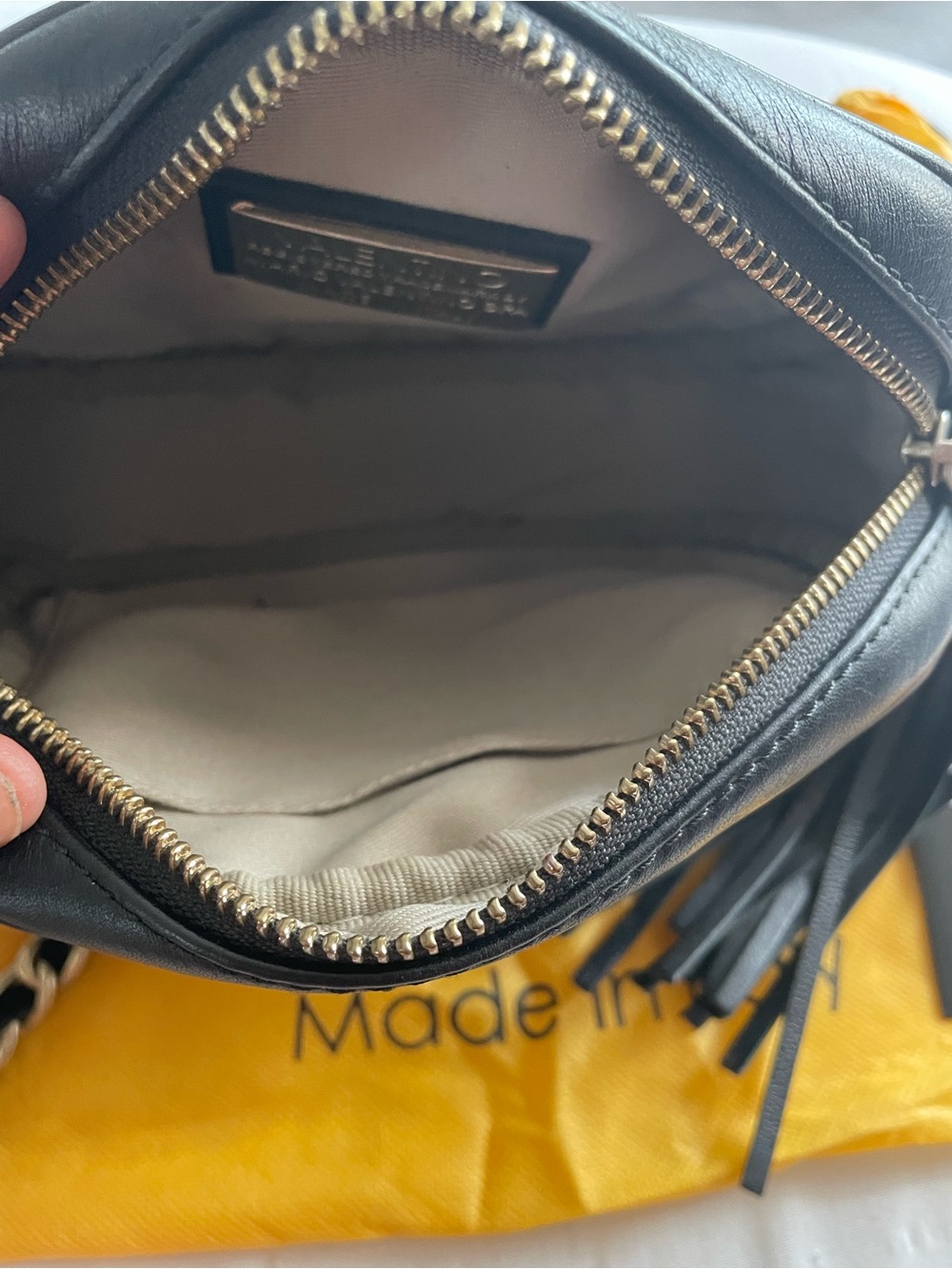 Valentino Black Quilted Studded Crossbody with Gold V Plaque - Picture 6 of 6